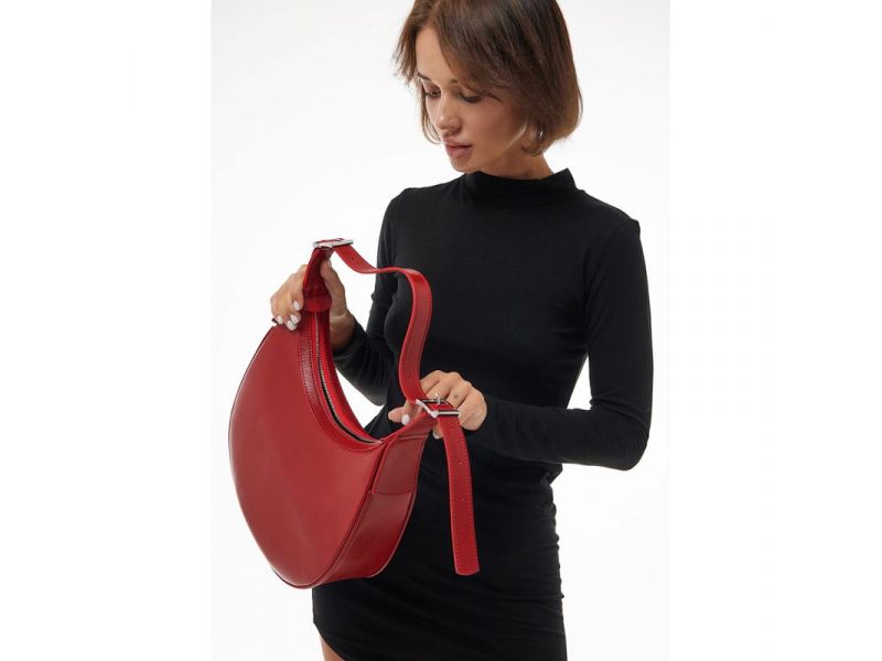 Женская кожаная сумка Vivian красная, фото 3