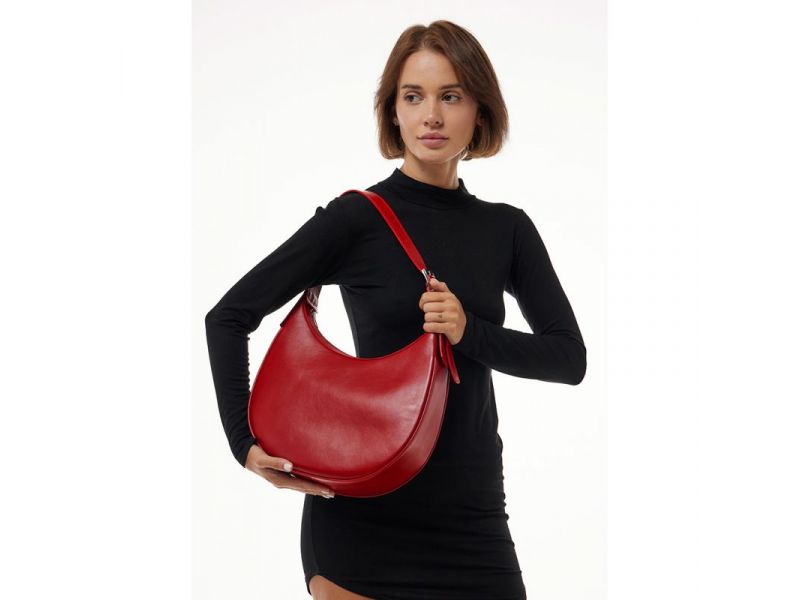 Женская кожаная сумка Vivian красная, фото 4