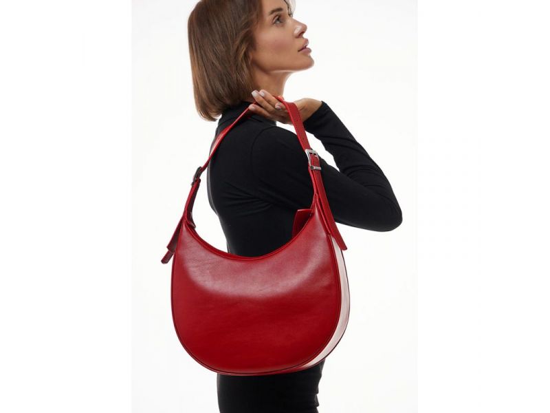 Женская кожаная сумка Vivian красная, фото 5