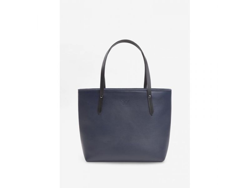 Кожаный шоппер Walker Mini темно-синий, фото 1