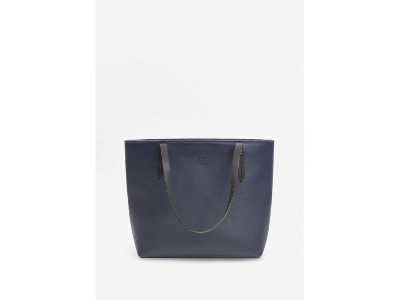 Кожаный шоппер Walker Mini темно-синий, фото 4