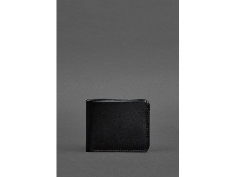 Мужское кожаное портмоне 4.1 (4 кармана) угольно-черное, фото 1