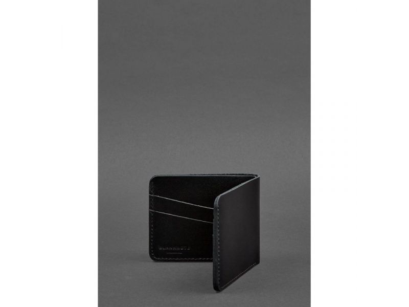 Мужское кожаное портмоне 4.1 (4 кармана) угольно-черное, фото 3