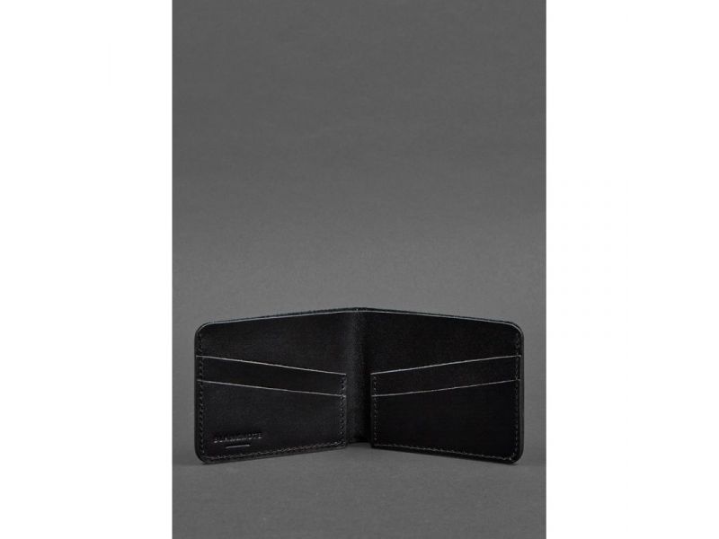 Мужское кожаное портмоне 4.1 (4 кармана) угольно-черное, фото 4