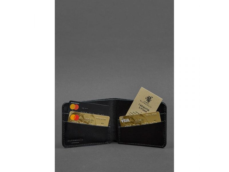 Мужское кожаное портмоне 4.1 (4 кармана) угольно-черное, фото 2