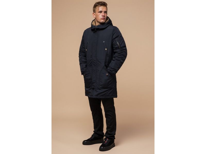 Зимняя черно-синяя парка мужская модель 90520, фото 2