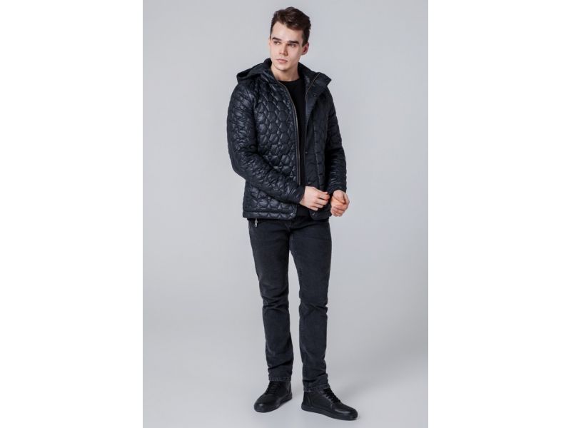 Черная ветровка мужская осенне-весенняя на кнопках модель 1386, фото 3