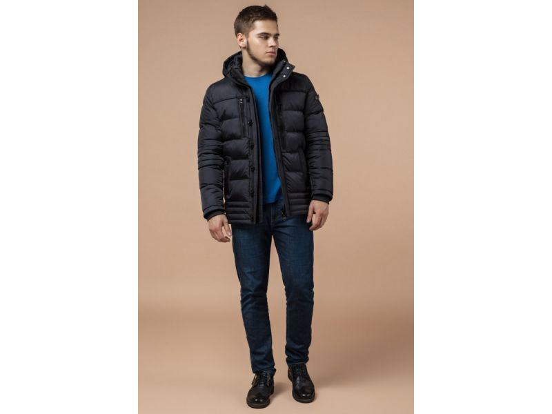 Графитовая куртка на молнии зимняя мужская модель 31610, фото 3