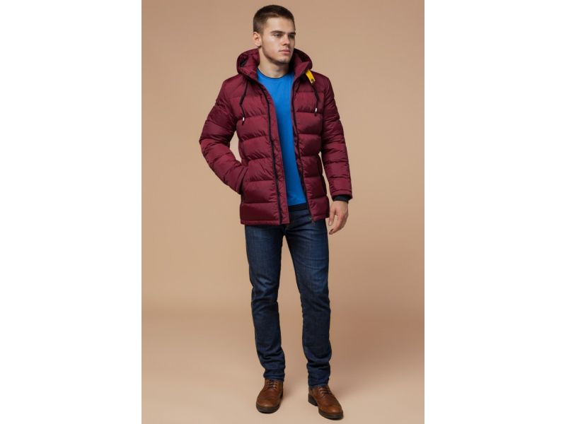 Куртка бордово-черная зимняя для мужчин модель 10168, фото 3