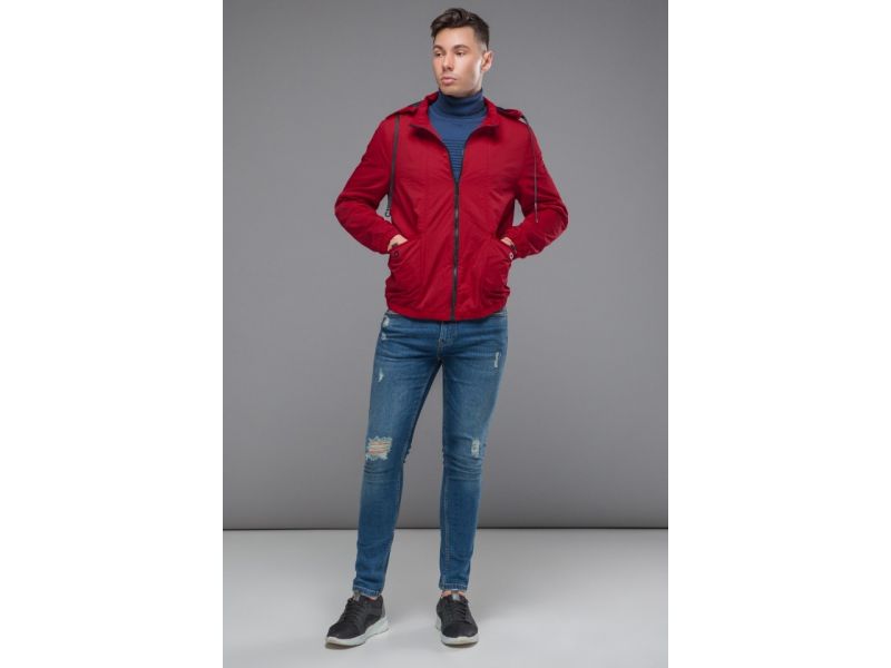 Осенне-весенняя мужская молодежная ветровка красная модель 38399, фото 2