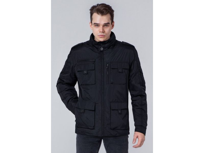 Черная мужская осенне-весенняя ветровка на молнии модель 3898, фото 3