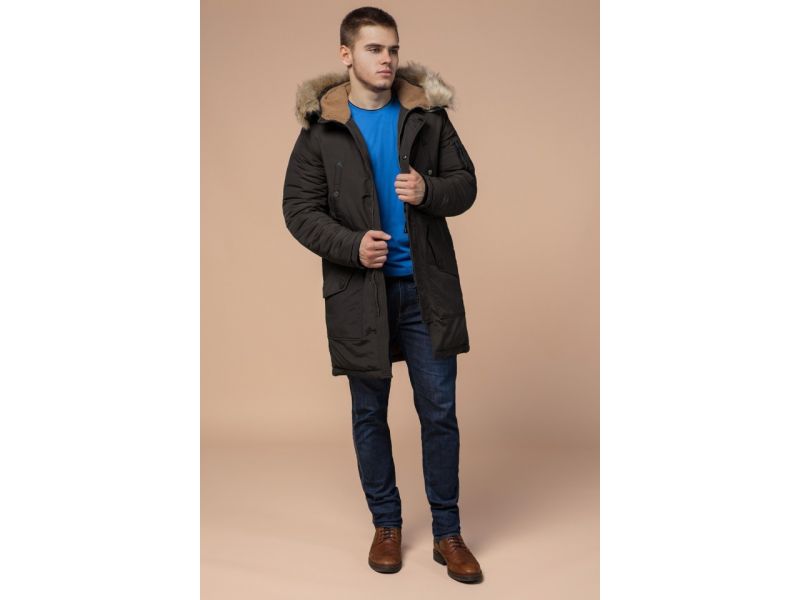 Зимняя коричневая парка мужская модель 91127, фото 3