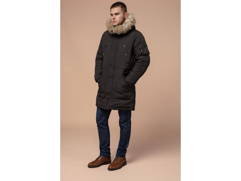 Зимняя коричневая парка мужская модель 91127, фото 2