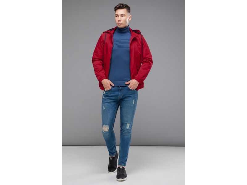 Осенне-весенняя мужская молодежная ветровка красная модель 38399, фото 3