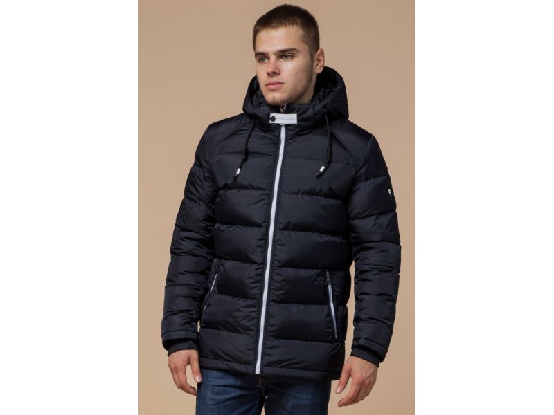 Куртка мужская на зиму цвет темно-синий-белый модель 10168, фото 3