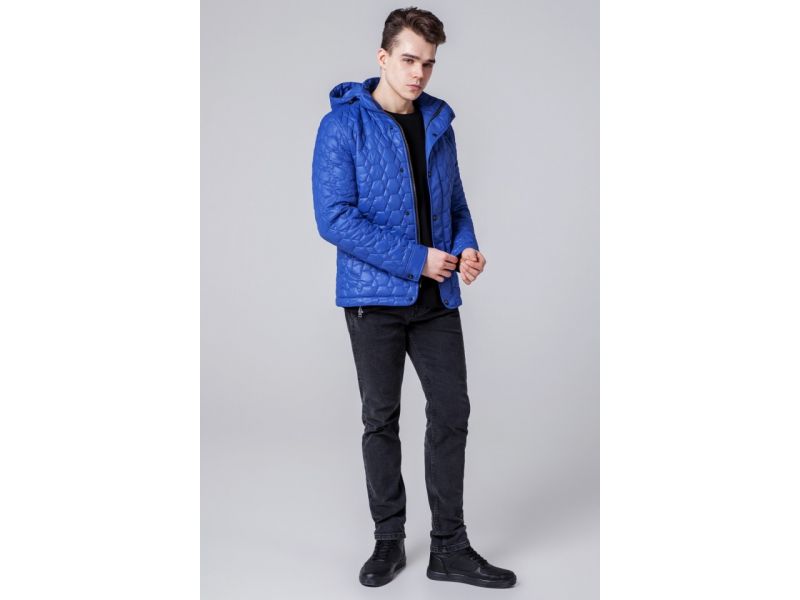 Ветровка мужская на молнии осенне-весенняя цвет электрик модель 1386, фото 3