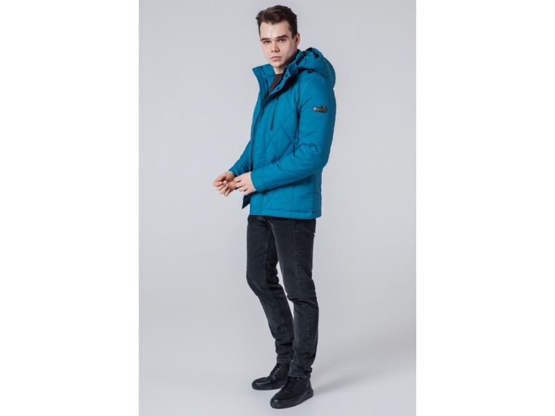 Бирюзовая мужская ветровка осенне-весенняя стандартной длины модель 1462, фото 3