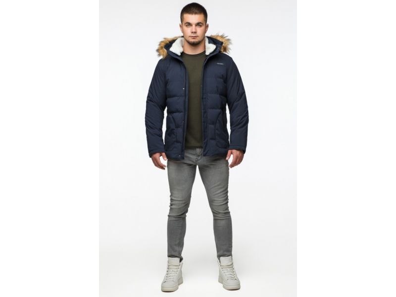Синяя молодежная мужская куртка на зиму модель 25780, фото 3