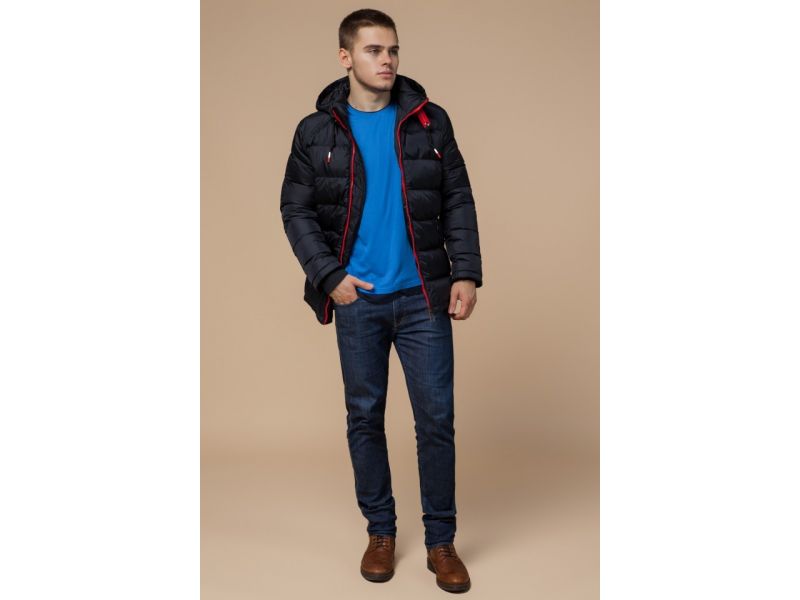 Куртка зимняя для мужчин цвет темно-синий-красный модель 10168, фото 3