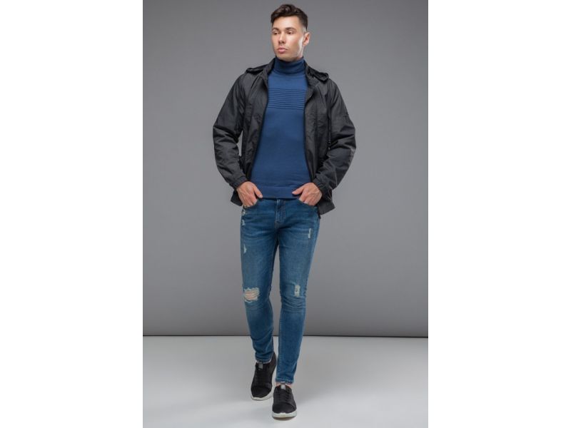 Осенне-весенняя темно-серая мужская молодежная ветровка модель 38399, фото 3