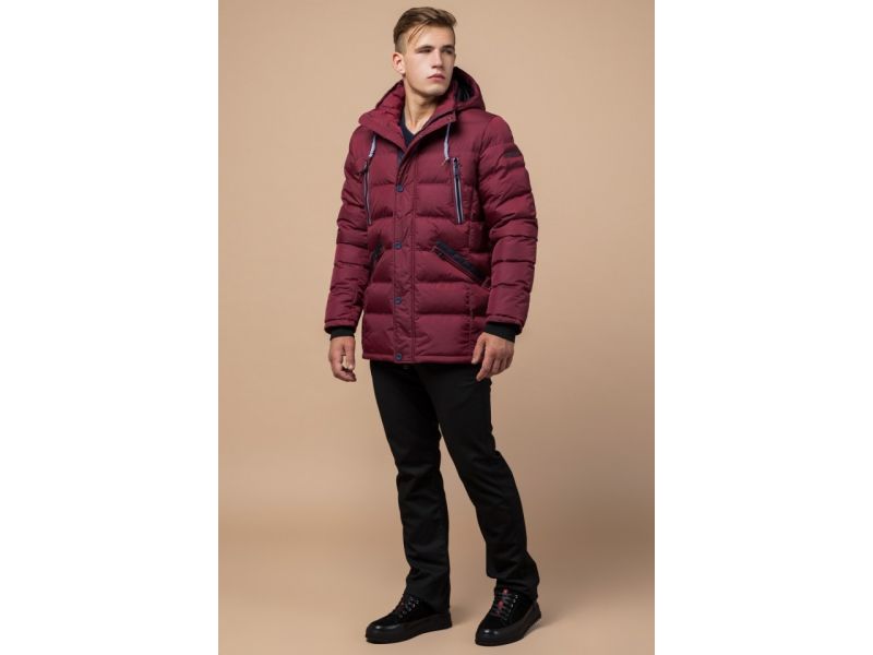 Куртка стильная бордового цвета мужская зимняя модель 11726, фото 2