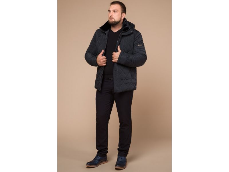 Графитовая мужская куртка практичная на зиму модель 19121, фото 3