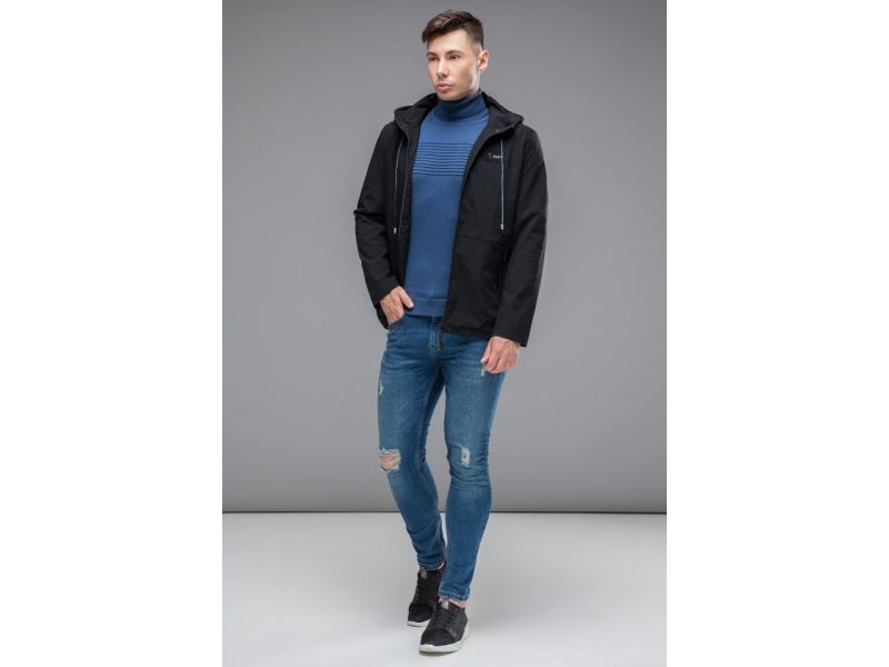 Мужская черная осенне-весенняя молодежная ветровка модель 24242, фото 3