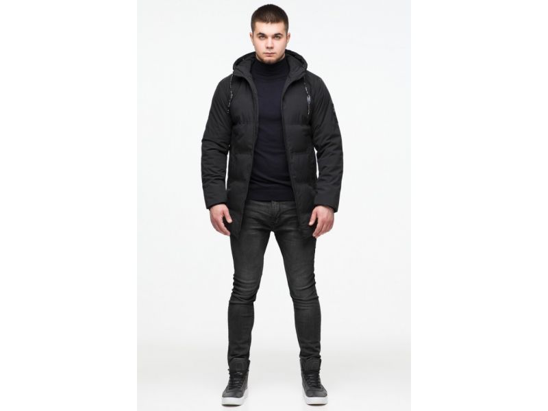 Куртка мужская молодежная на меху зимняя цвет черный модель 25400, фото 3