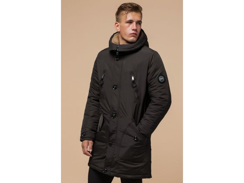 Коричневая парка зимняя мужская модель 96120, фото 3