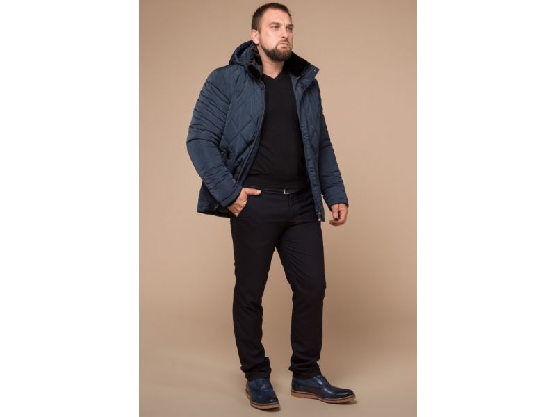 Светло-синяя зимняя теплая куртка для мужчин модель 19121, фото 3