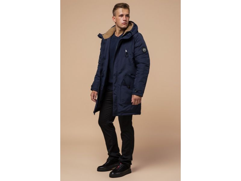 Парка синяя мужская на зиму модель 96120, фото 2
