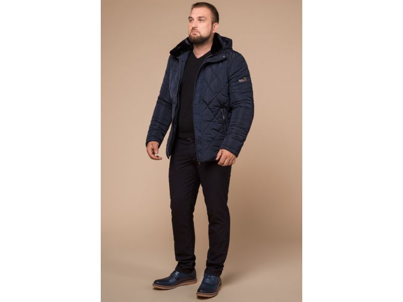 Синяя комфортная мужская куртка на зиму модель 19121, фото 3