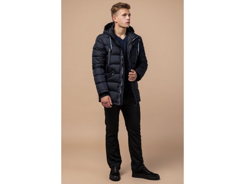 Куртка зимняя темно-синяя для мужчин модель 11726, фото 3