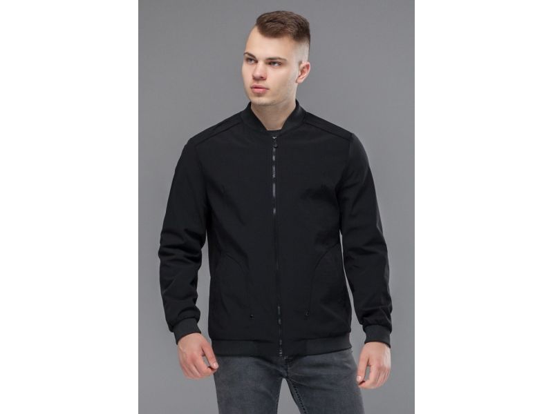 Осенне-весенний молодежный мужской бомбер черного цвета модель 18428, фото 3