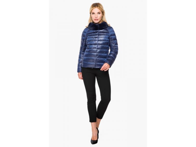 Короткий женский осенне-весенний воздуховик сапфировый модель 40267, фото 2