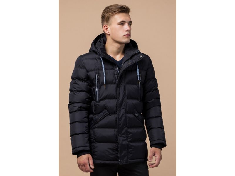 Куртка мужская черная комфортная зимняя модель 11726, фото 3