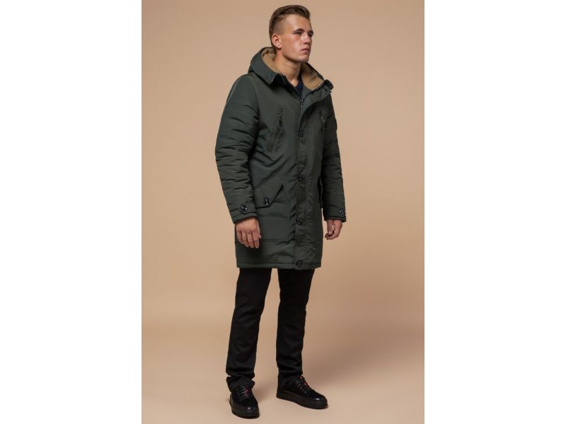 Зимняя мужская парка цвета хаки модель 96120, фото 2