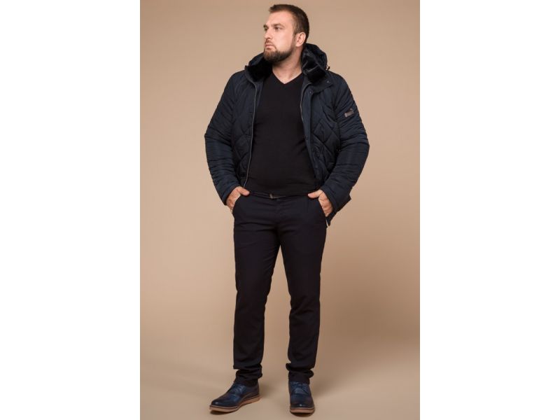 Темно-синяя мужская качественная куртка зимняя модель 19121, фото 3