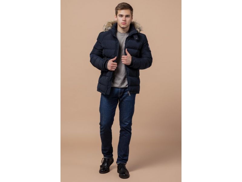 Куртка мужская зимняя темно-синяя модель 18540, фото 2
