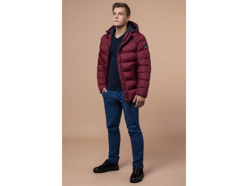Красная яркая куртка зимняя для мужчин модель 30380, фото 3