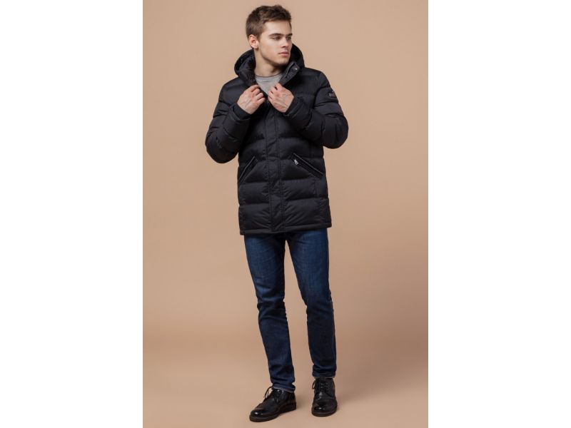 Черная мужская куртка зимняя с качественной фурнитурой модель 13542, фото 2