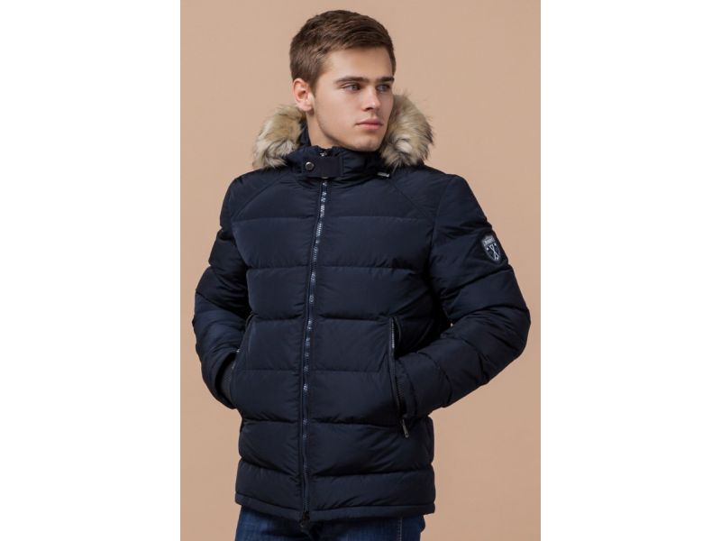 Куртка мужская зимняя темно-синяя модель 18540, фото 3
