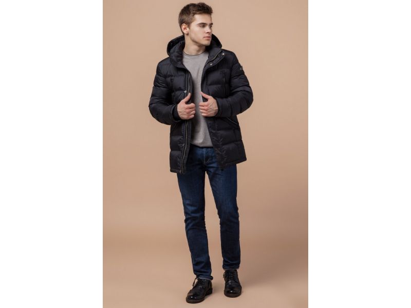 Черная мужская куртка зимняя с качественной фурнитурой модель 13542, фото 3