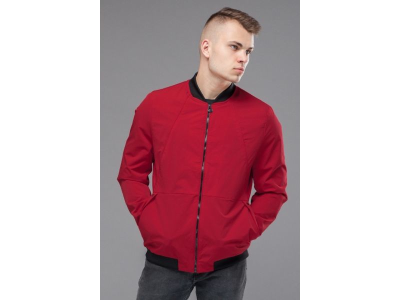Бомбер молодежный осенне-весенний красного цвета для мужчин модель 43755, фото 3