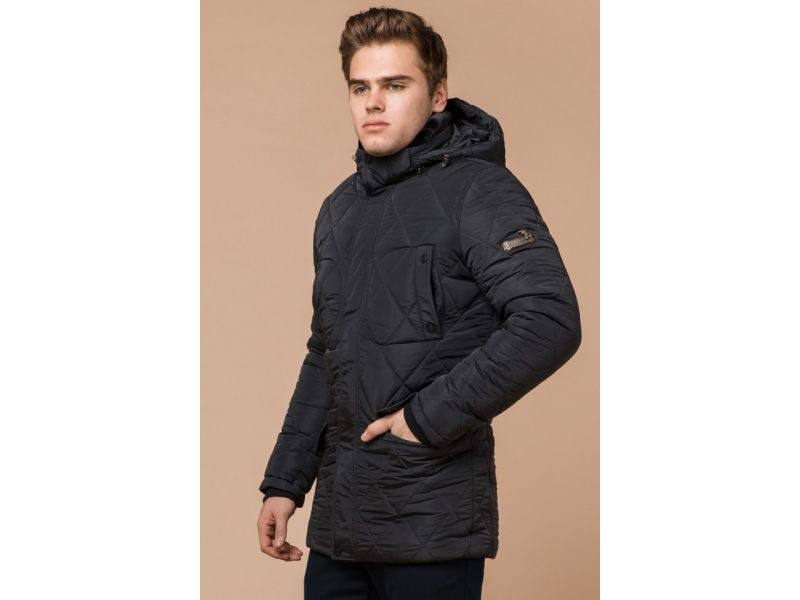 Графитовая мужская куртка с манжетами зимняя модель 44842, фото 3