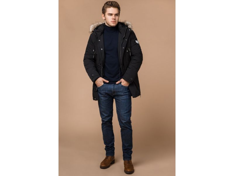 Мужская зимняя парка цвет черный модель 20758, фото 3