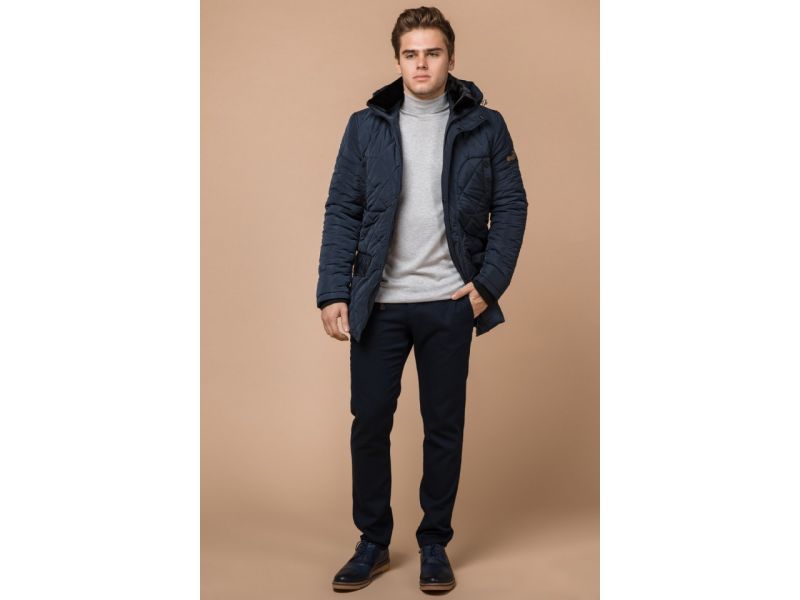 Светло-синяя зимняя куртка качественного пошива мужская модель 44842, фото 3