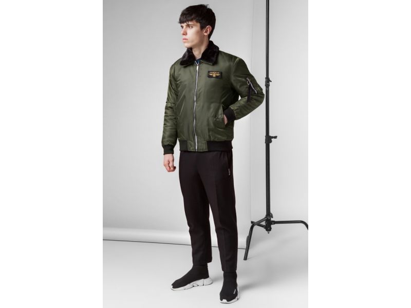 Мужской осенне-весенний бомбер молодежный цвета хаки модель 52121, фото 2