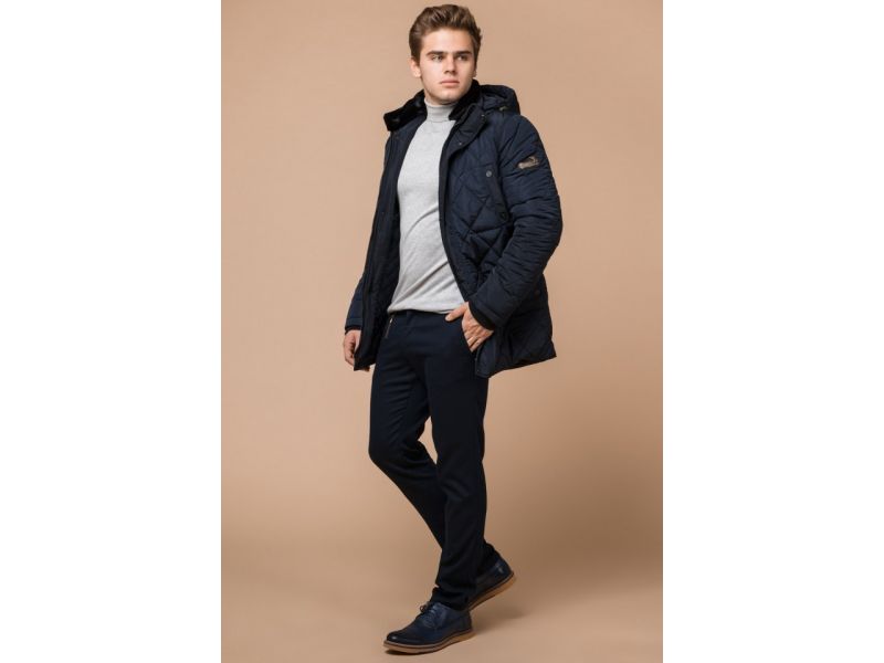 Синяя комфортная куртка мужская на зиму модель 44842, фото 3