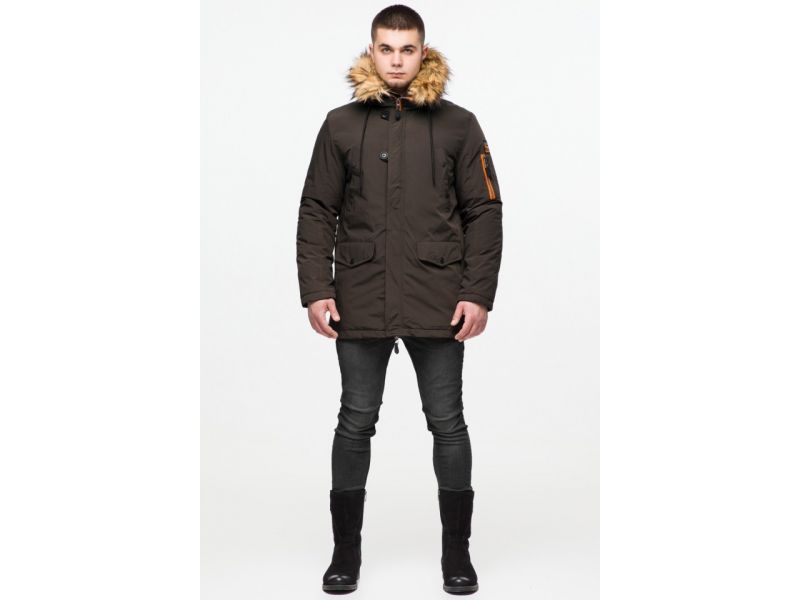 Парка мужская цвета кофе молодежная зимняя модель 25520, фото 2